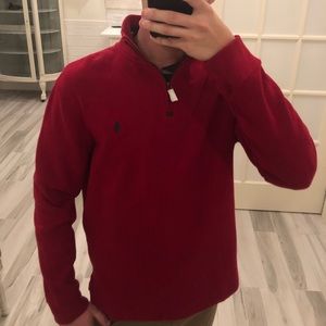 Red Polo Ralph Lauren Cotton Half-Zip Pullover